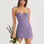 Elegant Mini Purple Dress with Green Accents