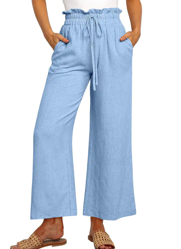 Pantalones Harem de Pierna Ancha con Cintura Elástica - Estilo Corto