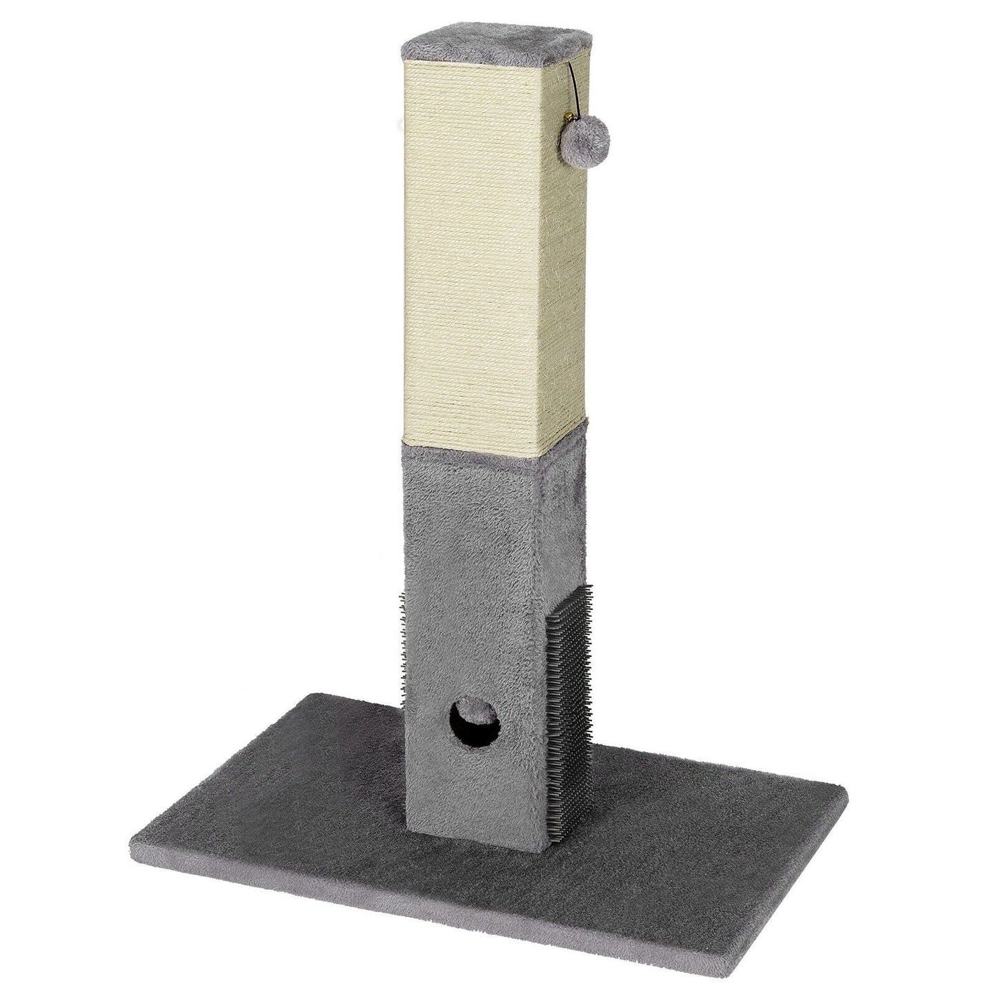 31-Inch Tall Cat Scratching Post with Sisal Rope and Plush Balls - Gray