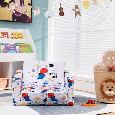 Sofá Convertible 2 en 1 para Niños con Tela de Terciopelo - Blanco