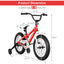 Bicicleta para Niños de 16 Pulgadas con Ruedas de Entrenamiento - Roja