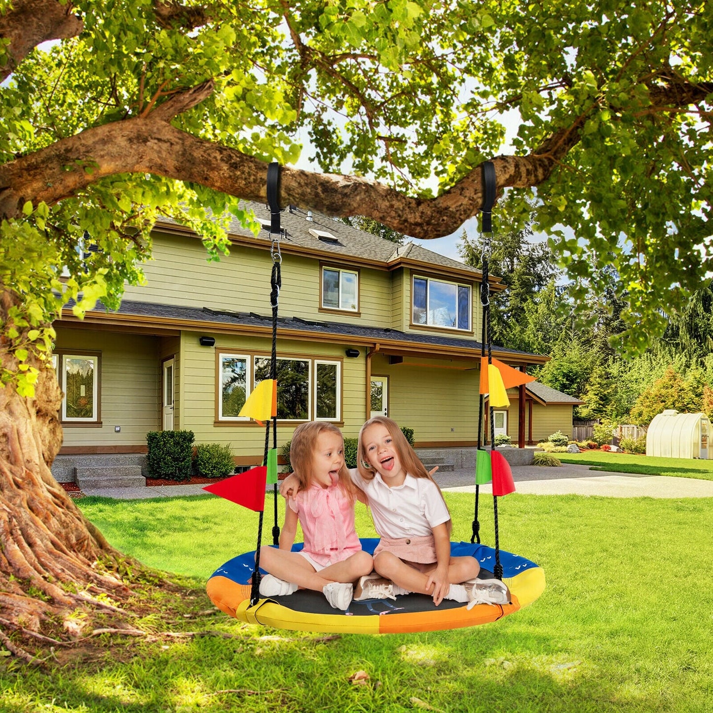 40 Inch Flying Saucer Tree Swing - Monkey Yellow