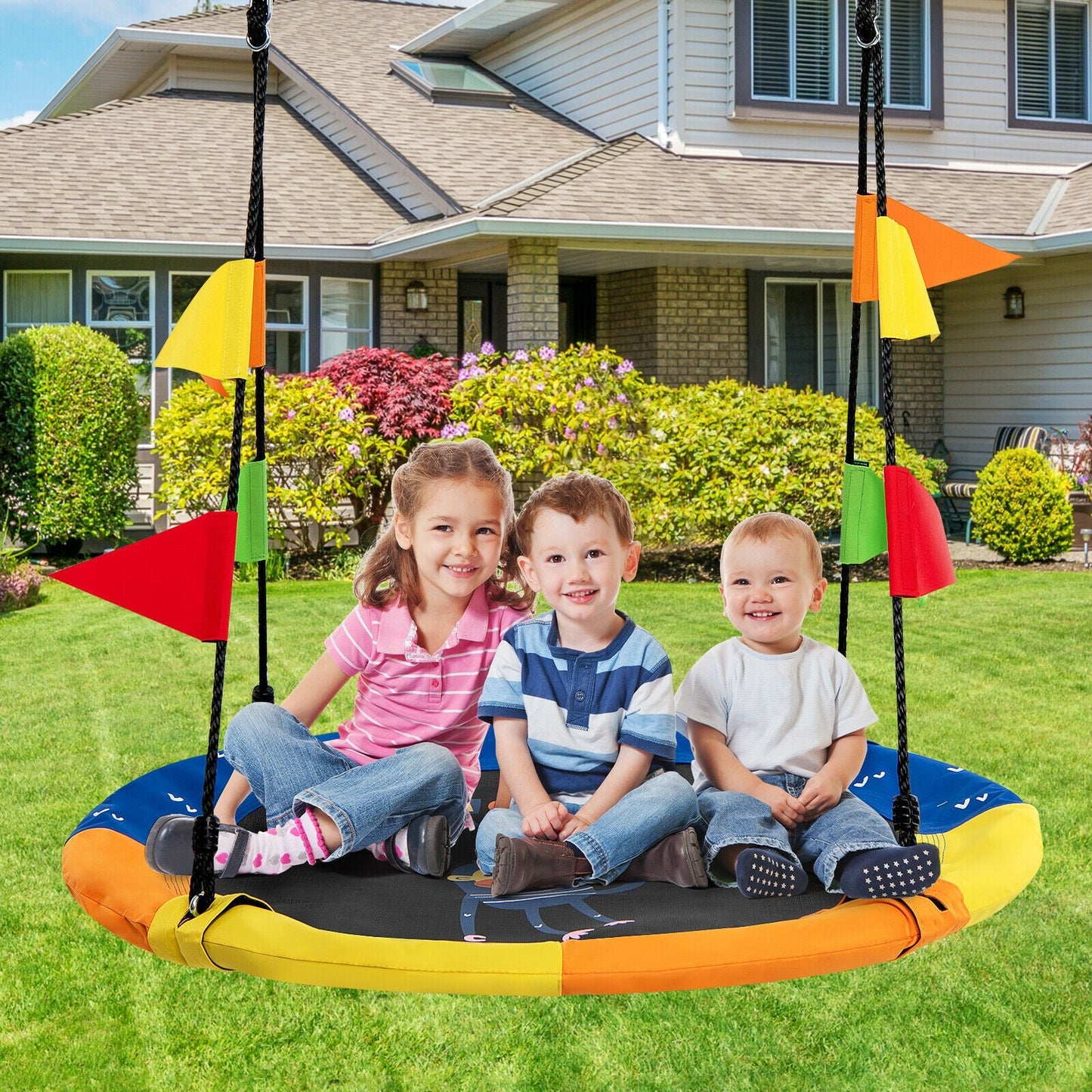40 Inch Flying Saucer Tree Swing - Monkey Yellow