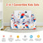 2-in-1 Convertible Kids Sofa with Velvet Fabric - White
