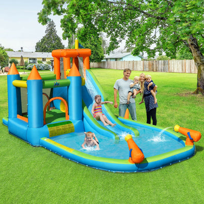 Château Gonflable avec Toboggan Aquatique et Piscine à Éclaboussures