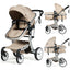 Folding Aluminum Infant Reversible Stroller with Diaper Bag - Beige