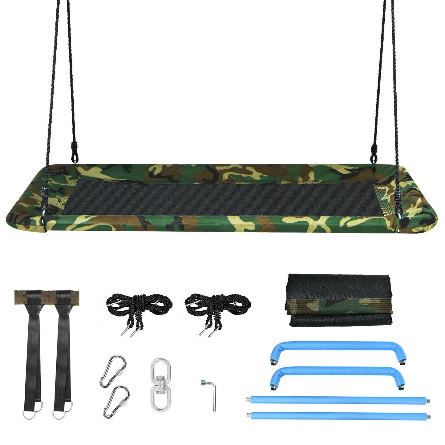 Columpio de Plataforma de Camuflaje de 60 Pulgadas con Correas de Suspensión