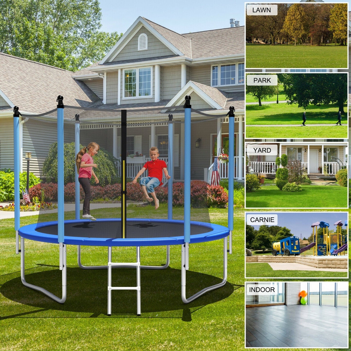 15 ft Outdoor Trampoline with Safety Net