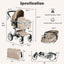 Folding Aluminum Infant Reversible Stroller with Diaper Bag - Beige