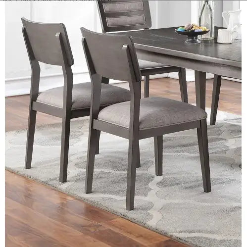 Elegant Set of 2 Dark Brown Dining Chairs with Upholstered Seats