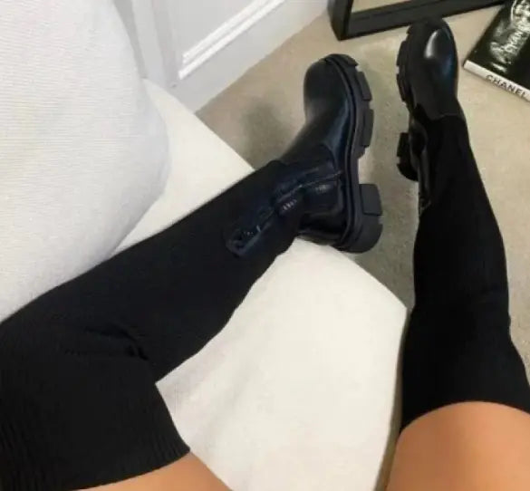 Botas Altas Chic con Punta Redonda para Mujeres