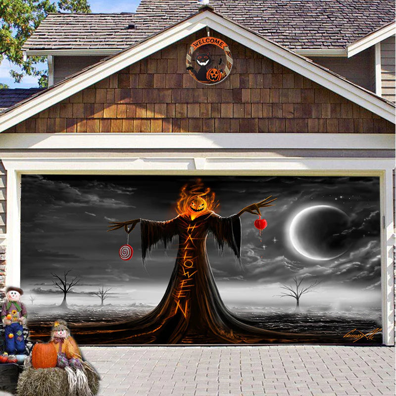 Banner de puerta de garaje Halloween Bosque Nebuloso