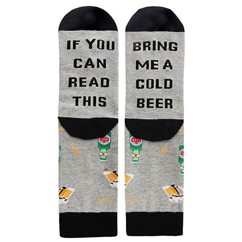 IF YOU CAN READ THIS Autumn And Winter Socks Mid Tube Socks Letter Pattern Midfield Socks - Korvel