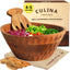 Ensemble de bol à salade en bois Culina Craftique de 11" avec ustensiles et napperon