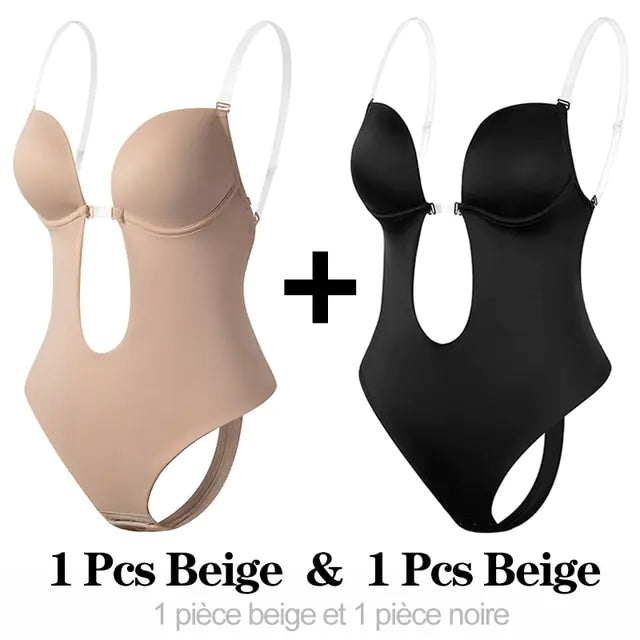 Deep V-Neck Shapewear Bodysuit for Women