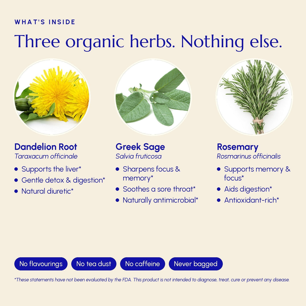 Té de hierbas Ikaria: mezcla revitalizante de la Zona Azul con diente de león, salvia y romero
