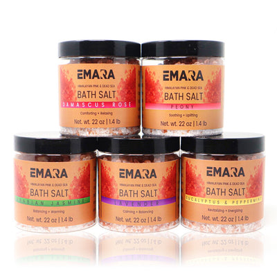 Luxury Himalayan Pink & Dead Sea Bath Salt Gift Set - 5 Soothing Blends with Rosehip & Vitamin E - Korvel