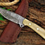 Premium Custom Damascus Skinning Knife with Elegant Bone Handle - 8.25-Inch Blade - Korvel
