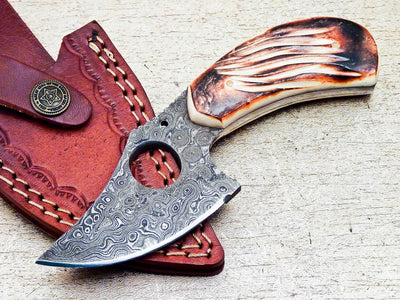 Artisan Crafted Damascus Skinning Knife for Outdoor Adventures - Korvel