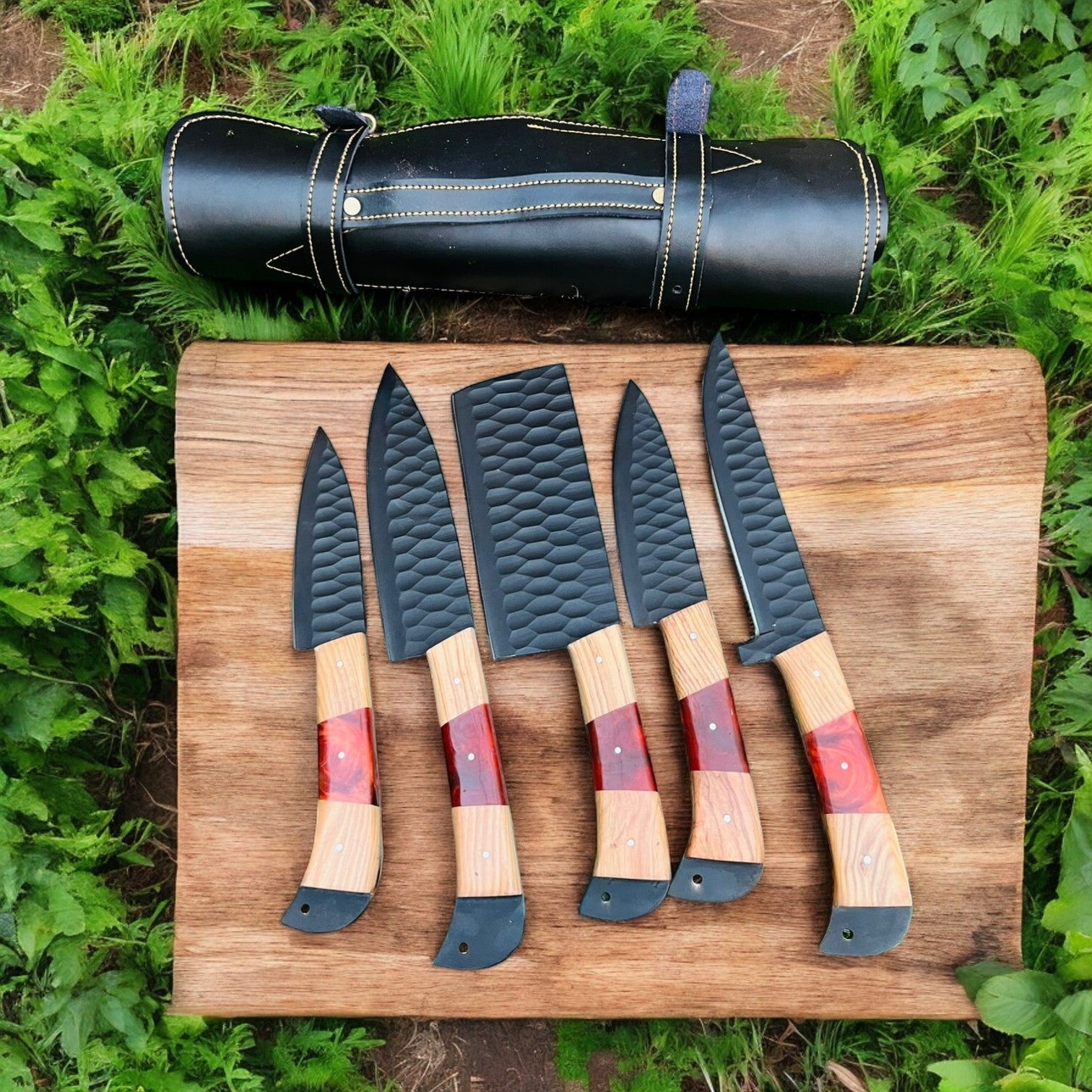 Artisan Crafted Kitchen Knife Collection - Hand Forged with Olivewood Handles - Korvel
