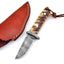 Artisan Crafted Damascus Skinning Knife with Elegant Sheep Horn Handle - 7.75 inches - Korvel