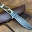 Premium Custom Damascus Hunting Knife | Stag Horn Grip | 8.5" | Leather Sheath Included - Korvel