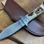 Premium Custom Damascus Hunting Knife | Stag Horn Grip | 8.5" | Leather Sheath Included - Korvel