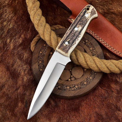 Premium Custom Fixed Blade Skinning Knife with Leather Sheath - Korvel