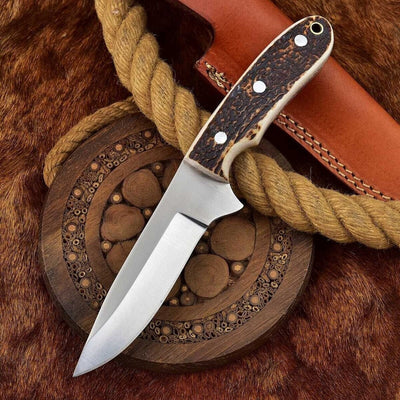 Premium Custom D2 Steel Skinning Knife with Leather Sheath - Korvel
