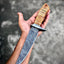 Exquisite Handmade Damascus Steel Bowie Knife | Leather-Damascus Handle | 12" | Includes Leather Sheath | KBS Knives - Korvel