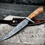 Exquisite Handmade Damascus Steel Bowie Knife | Leather-Damascus Handle | 12" | Includes Leather Sheath | KBS Knives - Korvel
