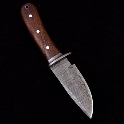 Premium Custom Damascus Steel Skinning Knife with Elegant Walnut Handle - 7.75 inches - Korvel