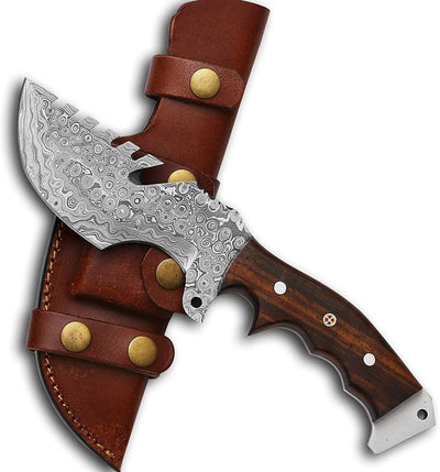 Weyland Tracker Knife – Exquisite Handmade Damascus Survival Blade with Luxurious Rosewood Handle - Korvel