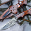 Premium Custom Damascus Steel Hunting Knife | Elegant Rosewood Handle | 9.5 Inches | Includes Leather Sheath - Korvel