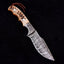 Premium Custom Damascus Skinning Knife with Elegant Sheep Horn Handle - 9-Inch - Korvel