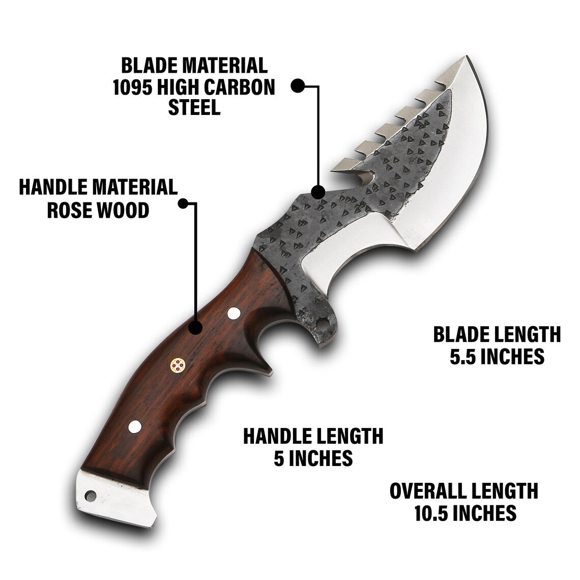 Adventure-Ready Trackers Knife – Exquisite Handmade Damascus Blade with Unique Horn Handle - Korvel