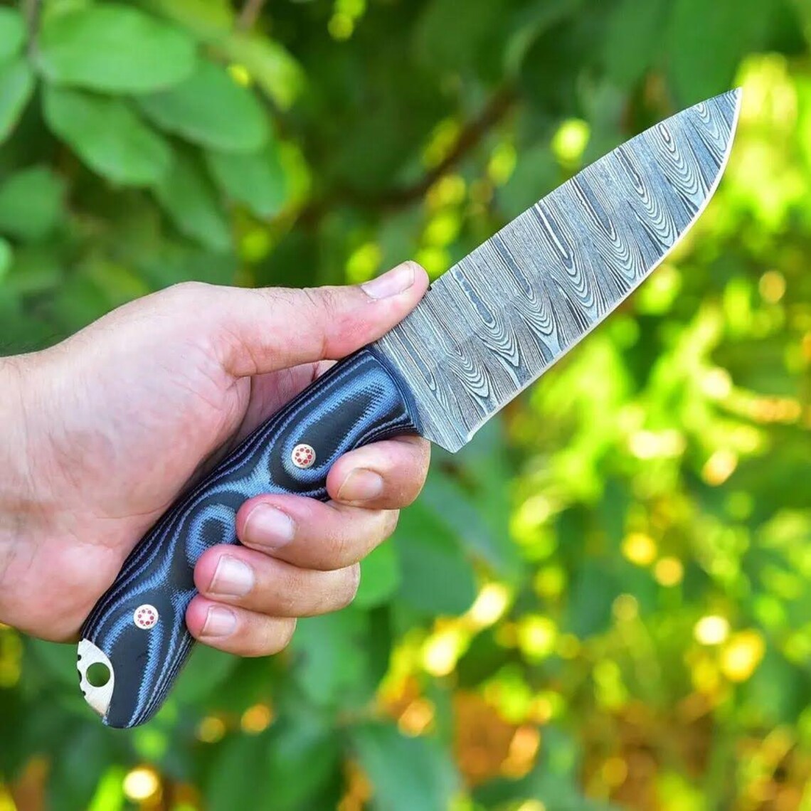 Limited Edition Damascus Steel Hunting Knife with Micarta Handle | KBS Knives - Korvel
