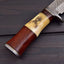 Premium Handcrafted Damascus Hunting Knife | Unique Engraved Bone & Rosewood Handle | 10" | Includes Leather Sheath - Korvel