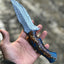 Premium Custom Damascus Steel Hunting Knife – 10" with Unique Raindrop Blade | KBS Knives - Korvel