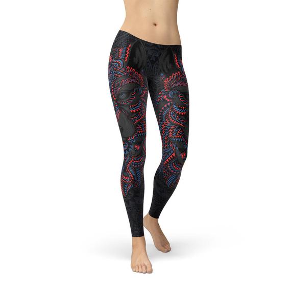 Leggings Femme Loup Noir Oriental