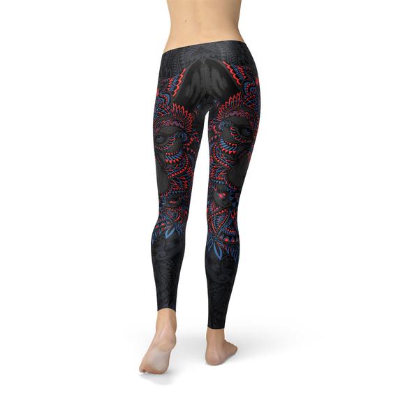 Leggings Femme Loup Noir Oriental
