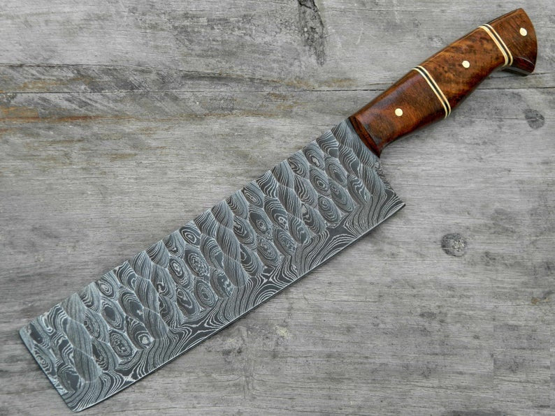 Handcrafted Damascus Steel Cleaver Knife - Custom Design - Korvel