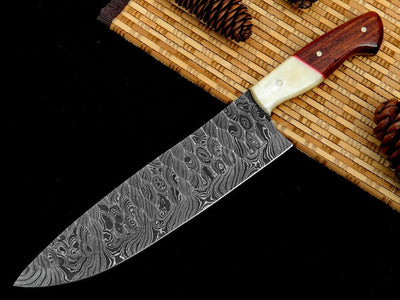 Handcrafted Damascus Steel Chef Knife - Custom Forged Excellence - Korvel