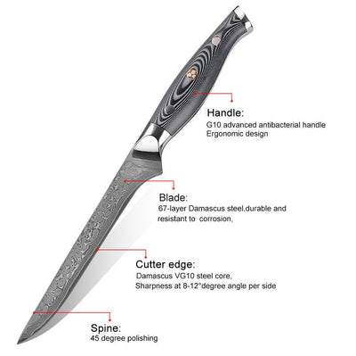 Premium Handmade Damascus Steel Fillet Knife with G10 Micarta Grip - 13 Inches - Korvel