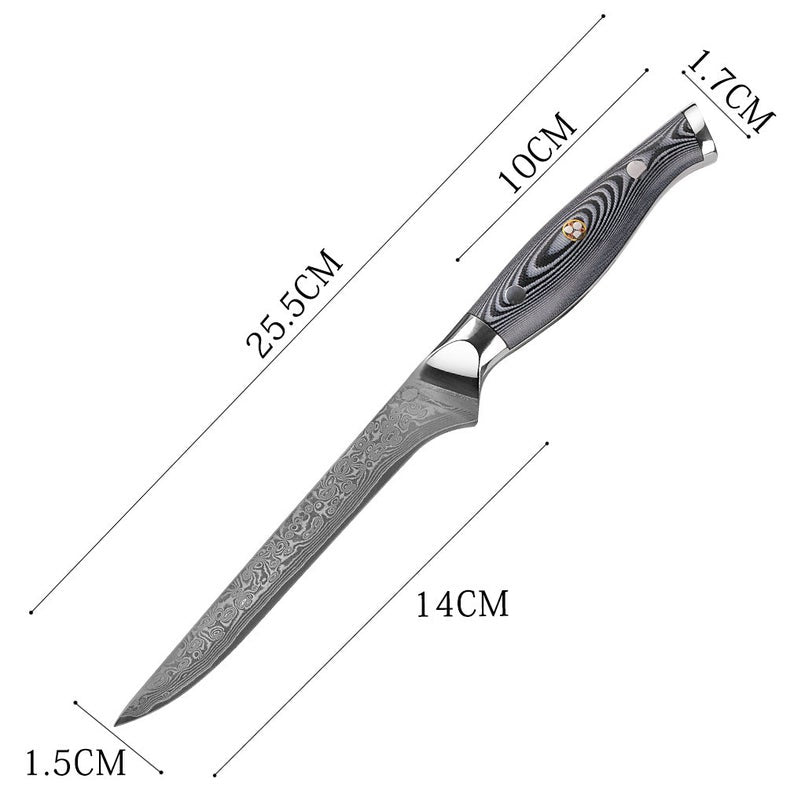Premium Handmade Damascus Steel Fillet Knife with G10 Micarta Grip - 13 Inches - Korvel