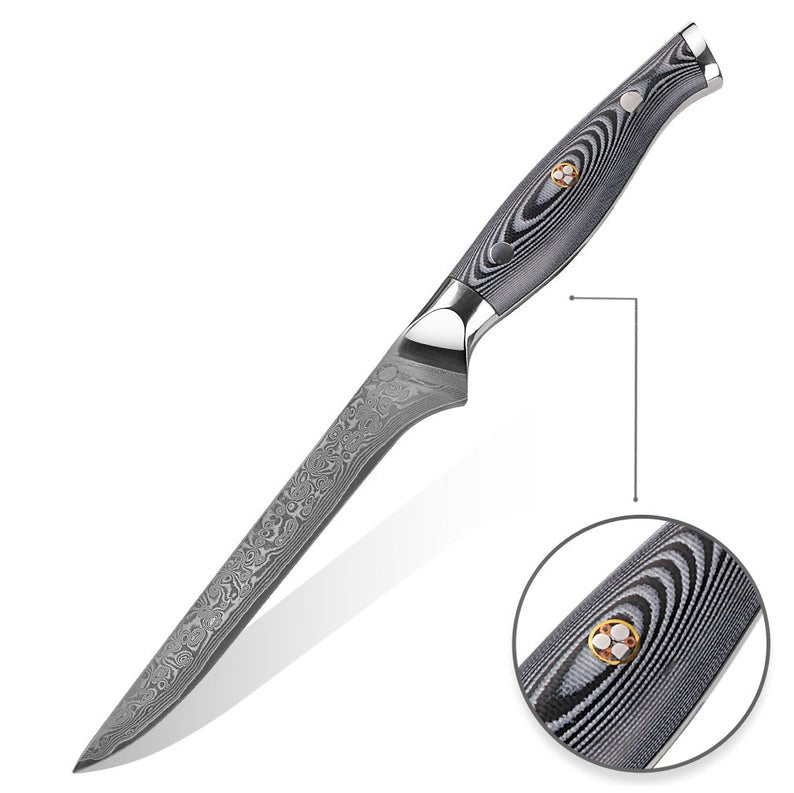 Premium Handmade Damascus Steel Fillet Knife with G10 Micarta Grip - 13 Inches - Korvel