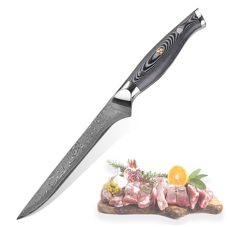 Premium Handmade Damascus Steel Fillet Knife with G10 Micarta Grip - 13 Inches - Korvel
