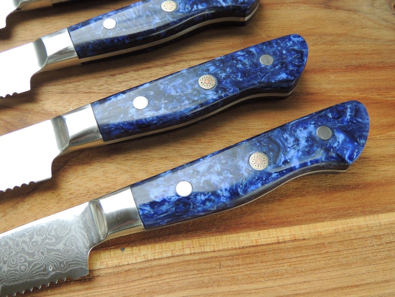 Premium 6-Piece Damascus Steel Steak Knife Set - Korvel