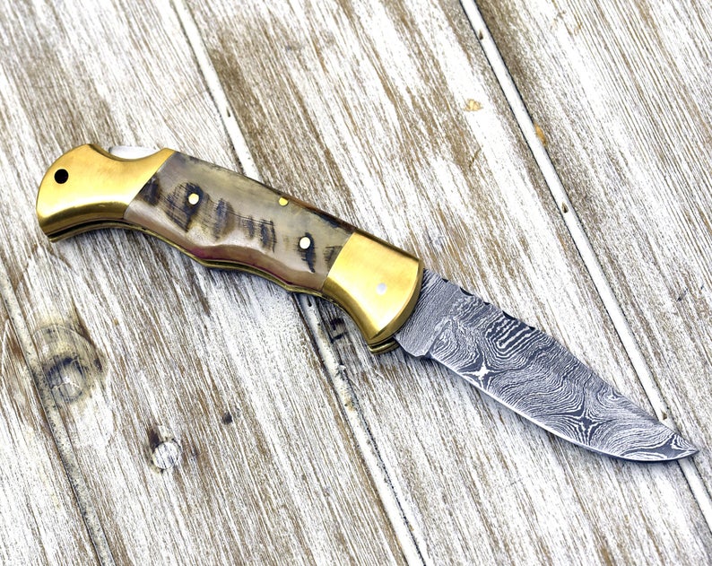 Premium Custom Damascus Steel Folding Knife - Korvel