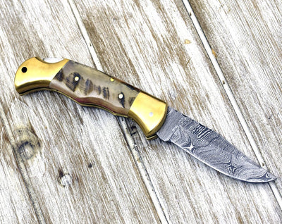 Premium Custom Damascus Steel Folding Knife - Korvel